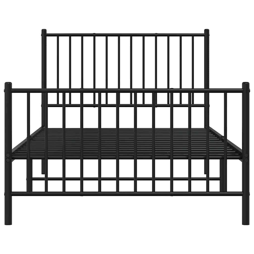 Vidaxl Struttura Letto in Metallo con Testiera e Pediera, Nera, 100X200cm