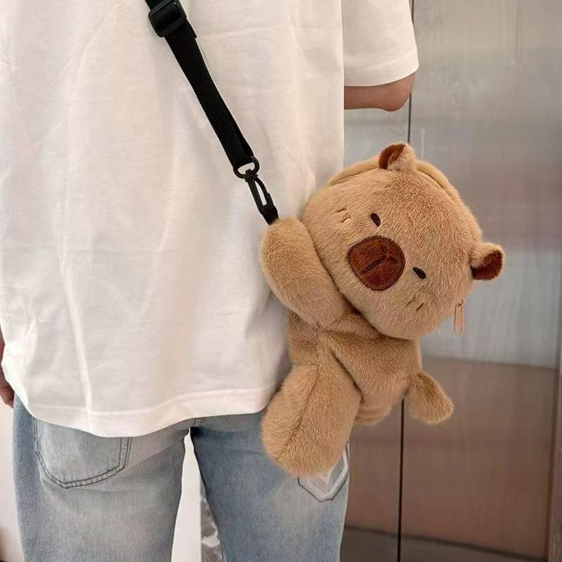 Kawaii Kreslená Kapybara Plyšová Crossbody Taška Roztomilá Měkká Taška přes Rameno Kreativní Plyšová Hračka Crossbody Taška Dárky k Narozeninám