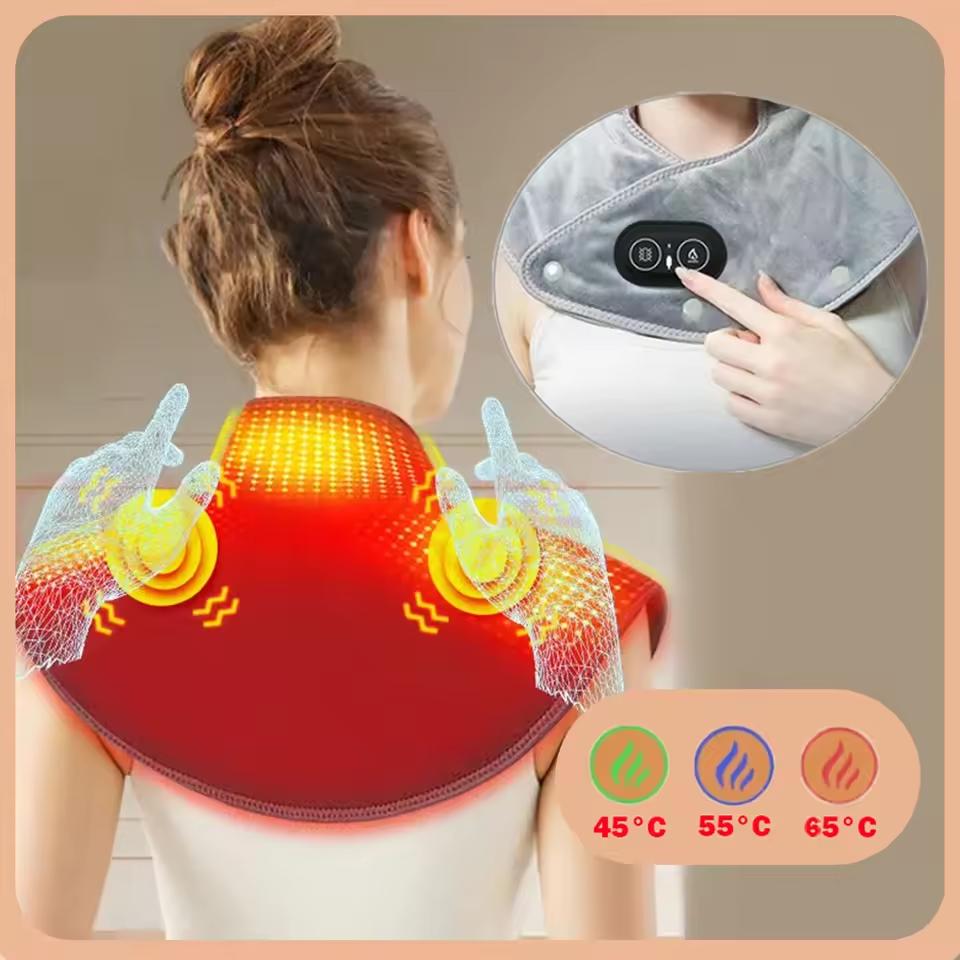 Shoulder Neck Heating Pad Electric Vibration Shawl Warm Shoulder Neck and Back Tools Cervical Wrap Heated Warmer Relaxed Health