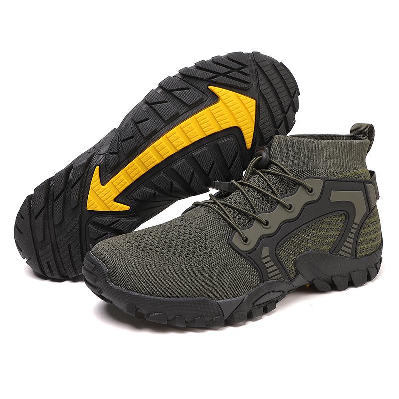 Unisex Cross-Border High-Top Fly-Knit Outdoor-Schuhe für Radfahren, Laufen und Wandern – Atmungsaktiv zum Klettern und für Offroad-Abenteuer.