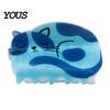 Transparent Hair Clip Claw for Women, Widened Shark Tooth Design Shower Clip, Cartoon Cat Medium Long Lazy Style