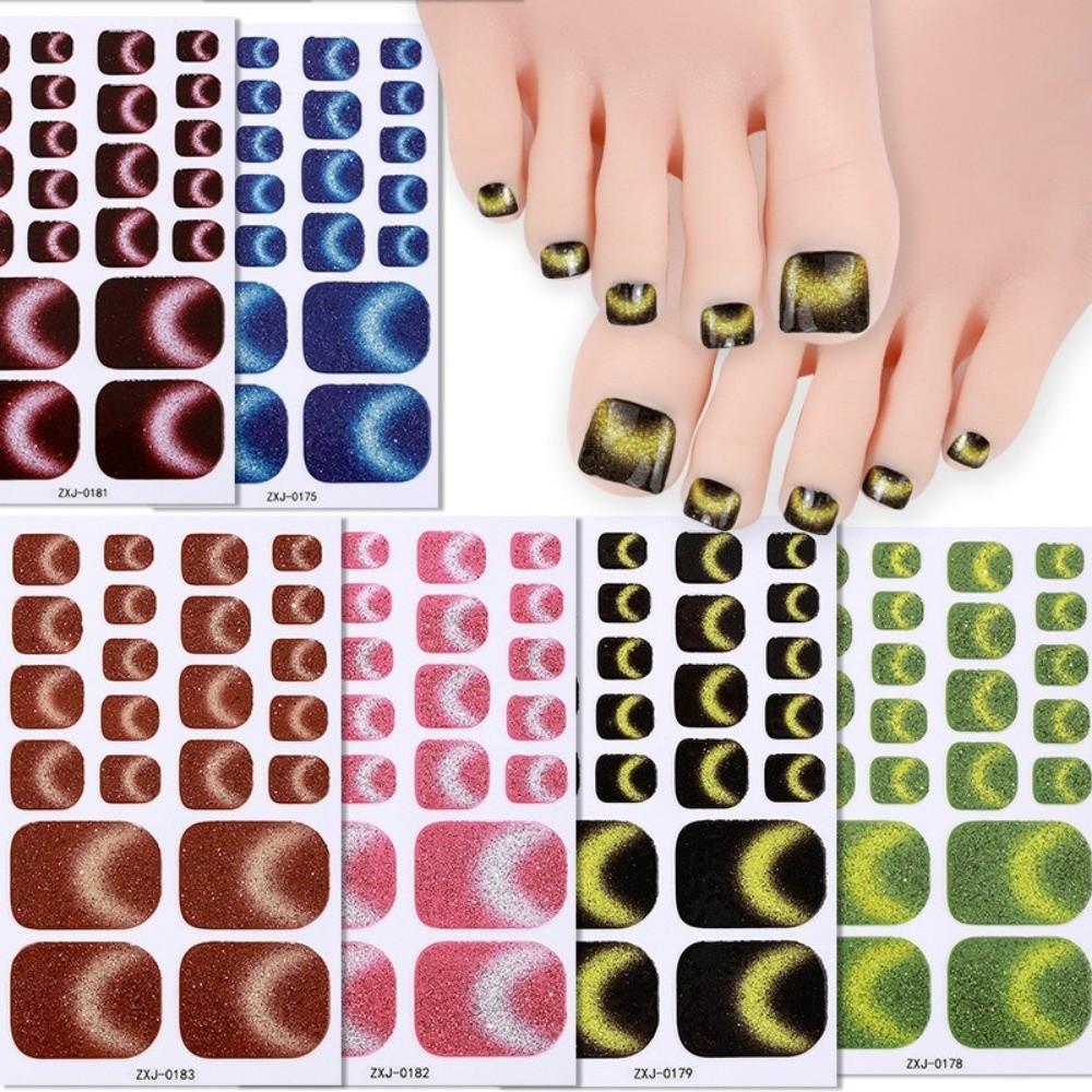 6Sheets Shimmering Glitter Toenail Stickers Colorful Toe Nail Sticker Summer Use