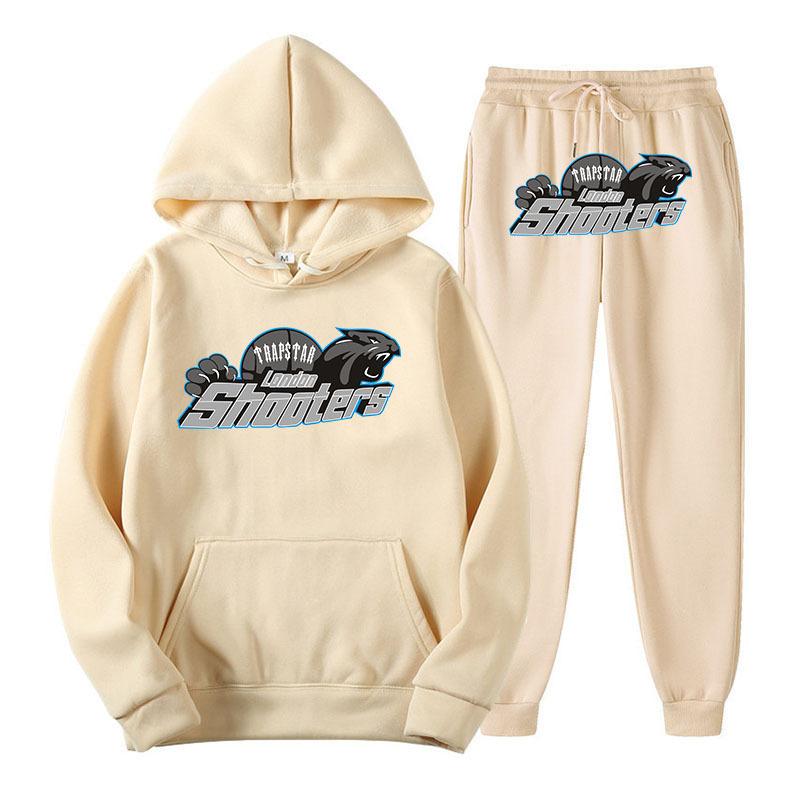 Printed Sportswear Men's Two-piece Loose Hooded Sweatshirt Set