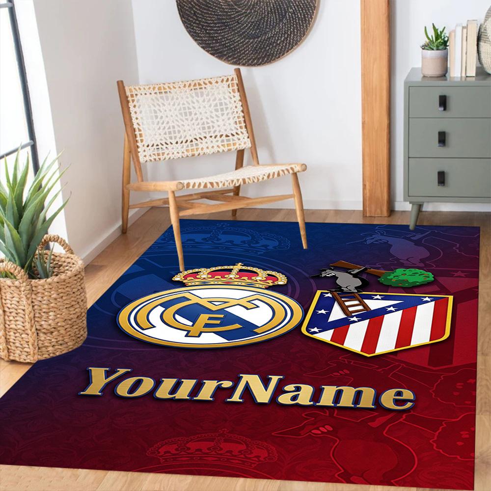 Atletico Madrid Customize Your Name Floor Rug Office Rug Perfect for Kitchen Foyer Living Rooms Study Room Antislip Carpet Anime Office Decor