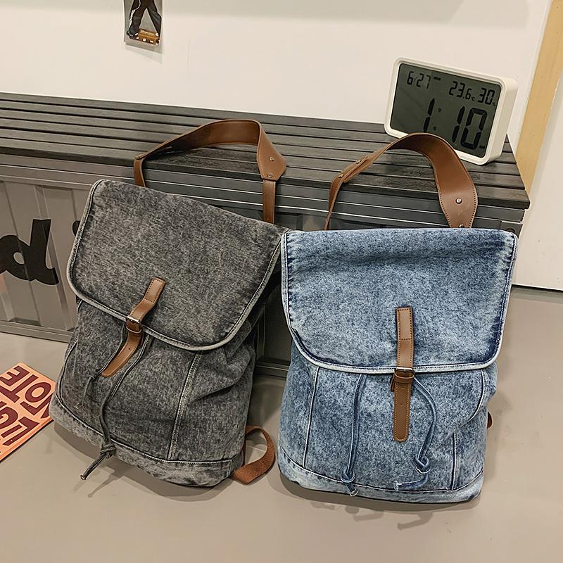 Denim Backpack Retro Commuter Large Capacity Travel Backpack