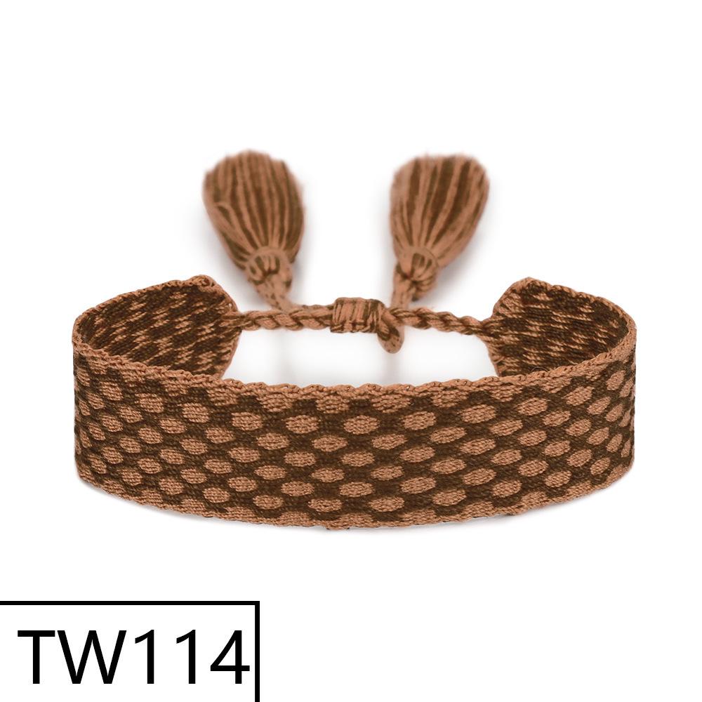 Handmade Bohemian Embroidered Logo Tassel Bracelet - Ethnic Style Friendship Band