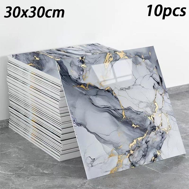 10Pcs Marble Wallpaper Super Strong Adhesive Waterproof Sticker For Bathroom Kitchen Decor Design