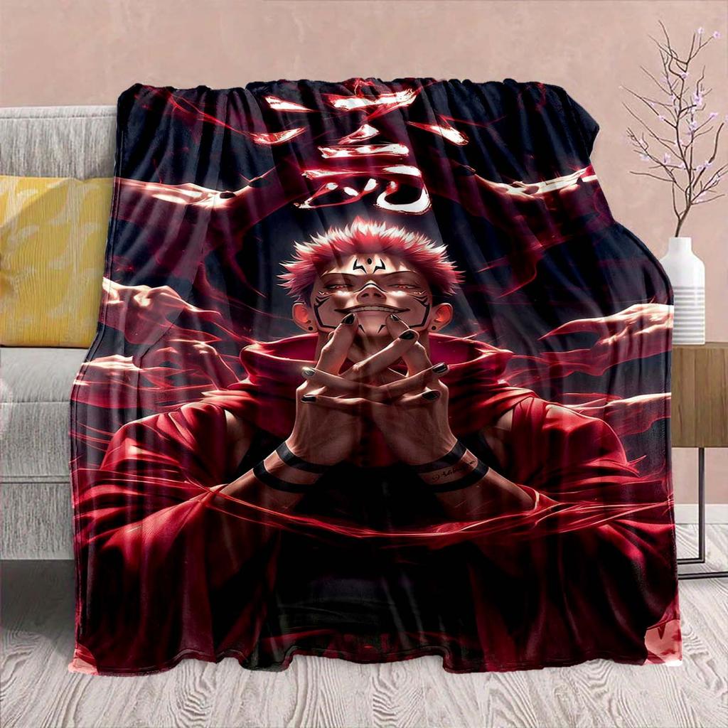 Jujutsu Kaisen Anime Flanelldecke - Weich Warm Perfekt für Sofa, Bettwäsche Camping Reise Büro Heimdekoration -QJY