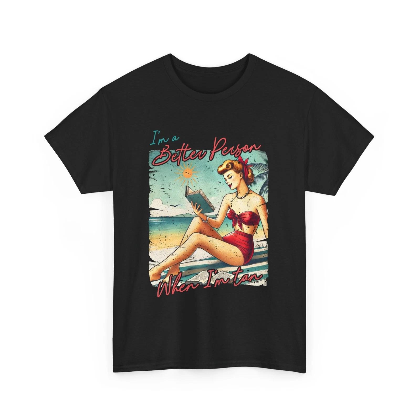 Beach Vibes T-Shirt | Summer Ocean Waves Tee | I m a better person when I m tan S