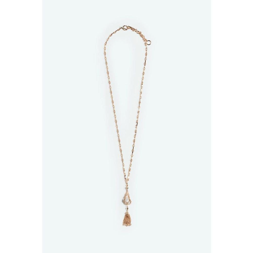 Pendant Long Necklace Gold Color/White 1290019001