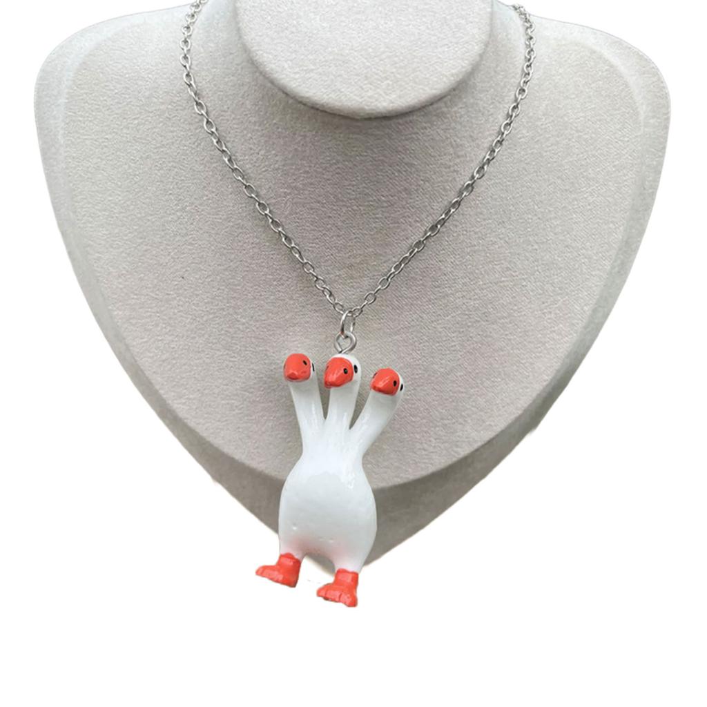 Stylish Drop Earrings Dangle Earring Goose with Three Heads Shape Keychain Necklace Perfect for Daily Life Parties Dates