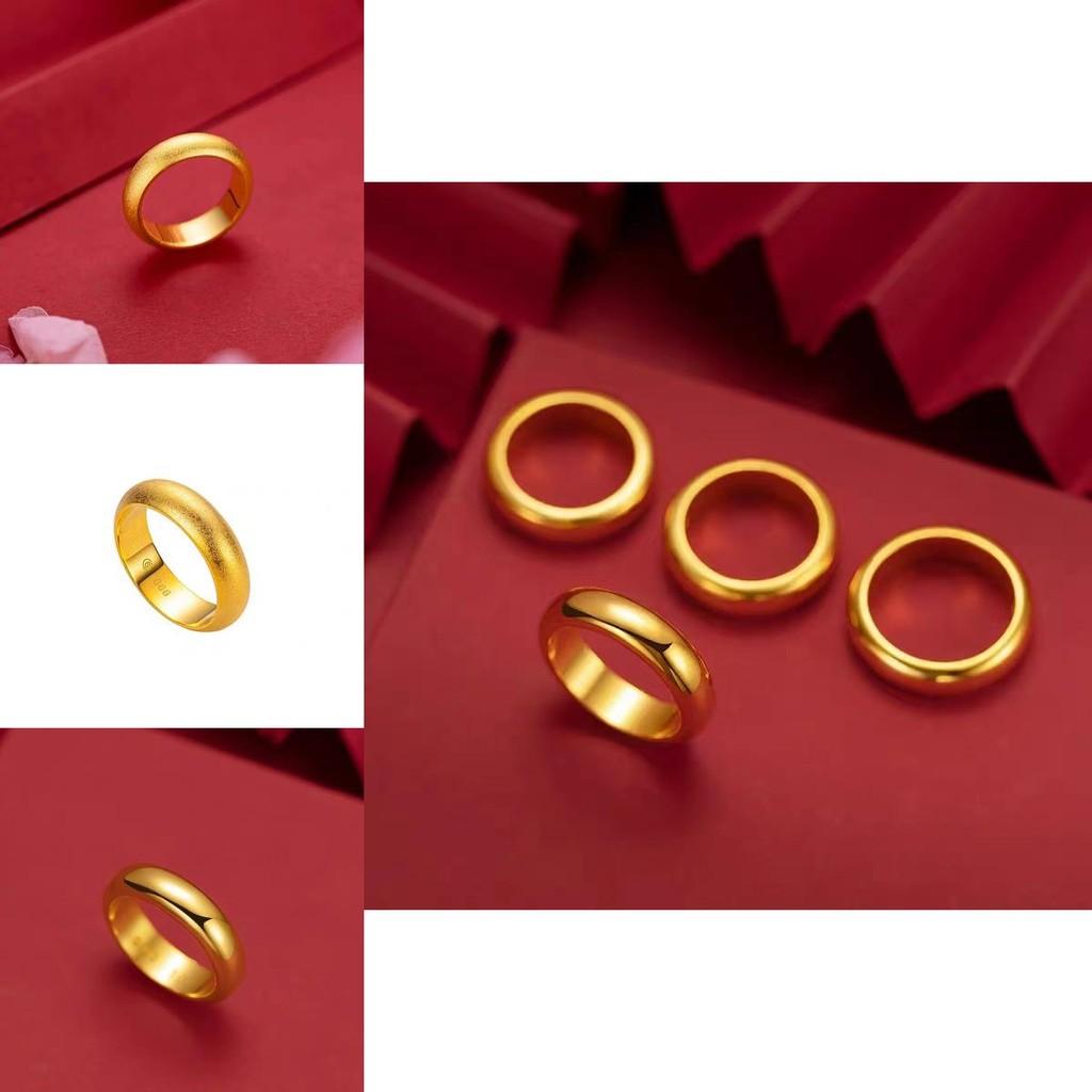 Unique Thick Solid Circle Ring For Couples In Luxurious Gold Plated Brass With Geometric Design