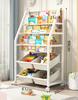Metal Kids Bookshelf Freestanding Bookcase for Children Room Toy Organizer Modern MinimalistWhite Stable  Bedroom, Living