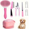 10-piece Cat and Dog Brush Beauty Set, Self-cleaning Rake Brush, Nail Clipper, Flea Comb, Bath Brush, Finger Cots