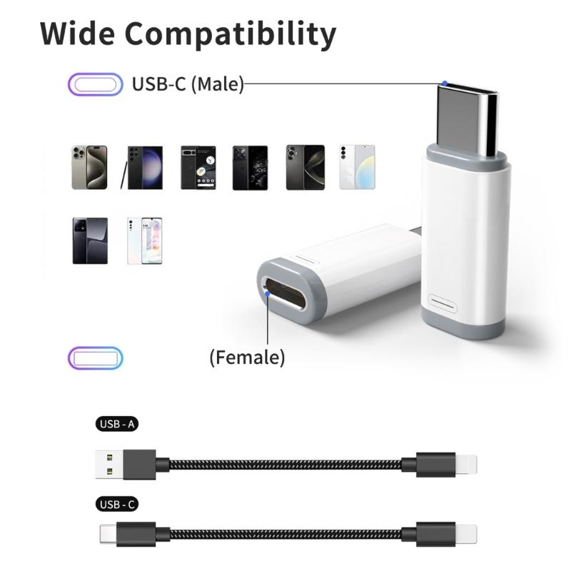 Phone  to USB C Adapter Lighting Aluminum Charger Adapter Fast Charging & Data Transfer Easy to Carry for Phone  16