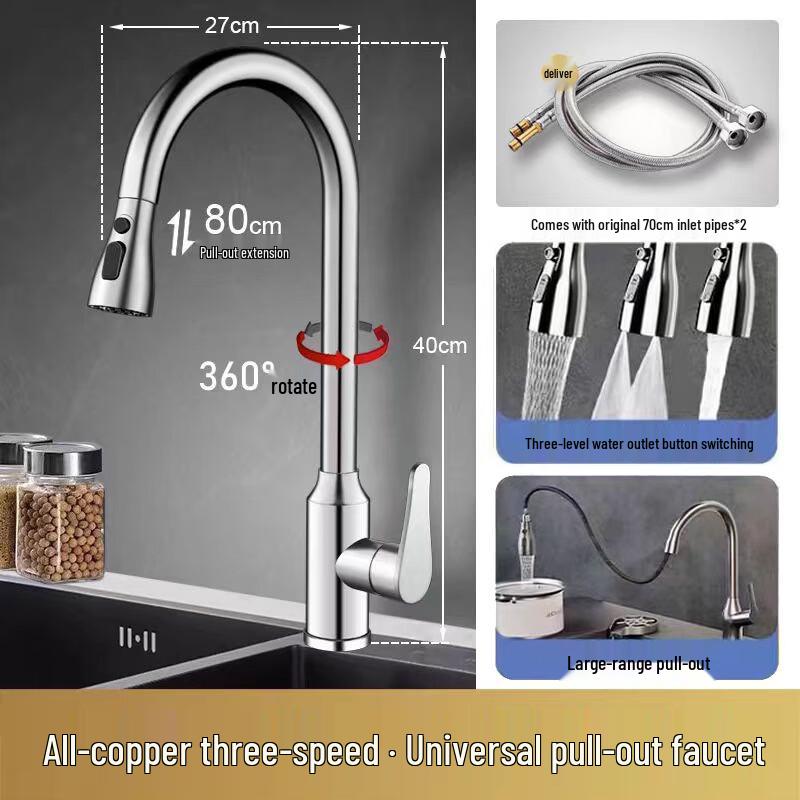 oein Stainless Steel Pull-Out Kitchen Faucet
