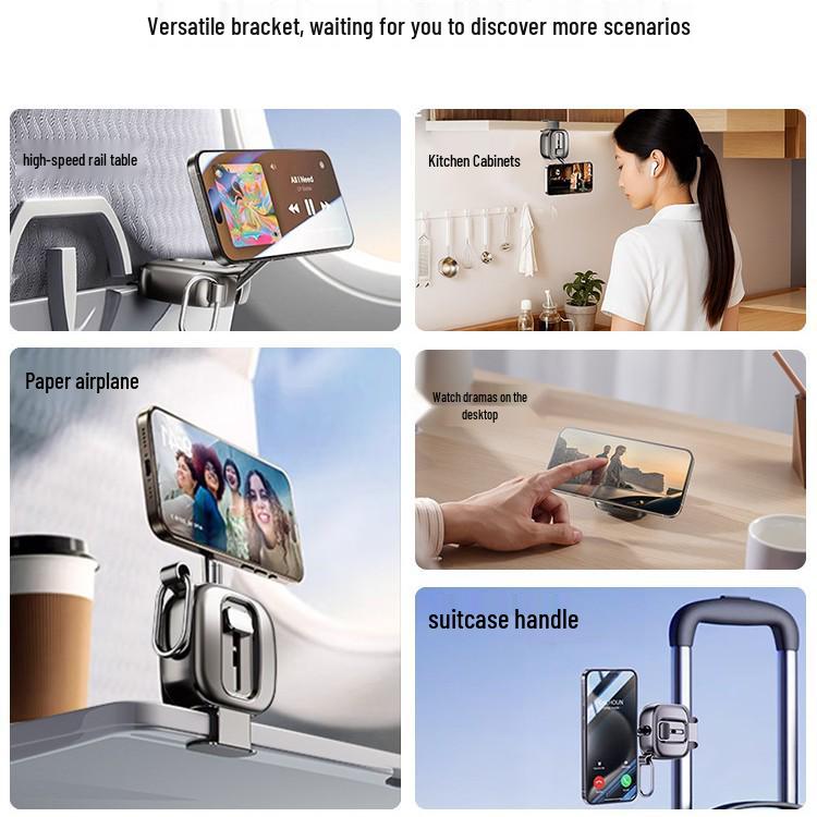 Portable Magnetic Phone Holder - Foldable for Travel, High-Speed Rail & Airplanes