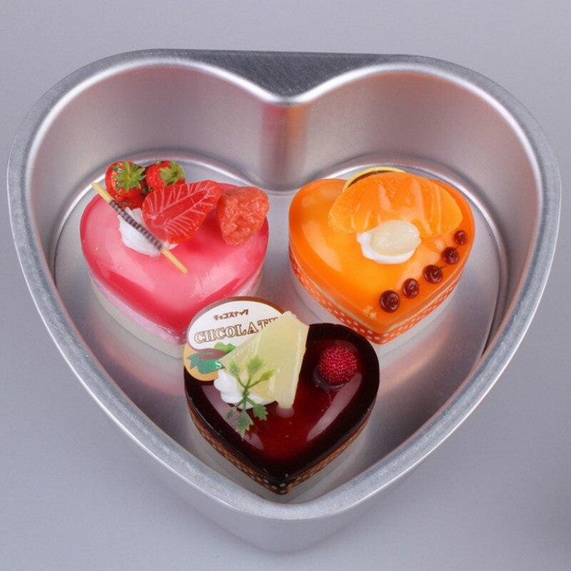 Heart Shape Cake Mold Chiffon Cake Cheese Mousse Anodized Aluminum Removable Bottom Tart Tray Mould Baking Tools