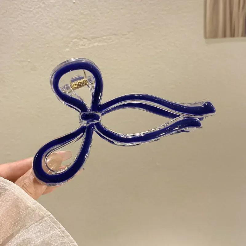 Gradient Temperament Hair Claw for Women Female Shark Clip Sweet Bow Hair Grabber Back Head Hair Clip Korean Styling Accessories