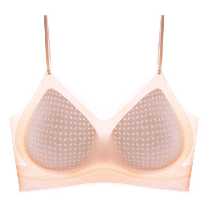 Ultra-thin Underwear - Summer Lightweight Women's Gathering Anti-sag Bra with Adjustable Breasts and Invisible Ice-silk Jelly Bra.