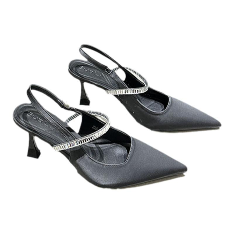 Xiaoxiangfeng sandals with skirt black high heels evening wind women's shoes 2025 spring and summer French Mary Jane shoes single shoes