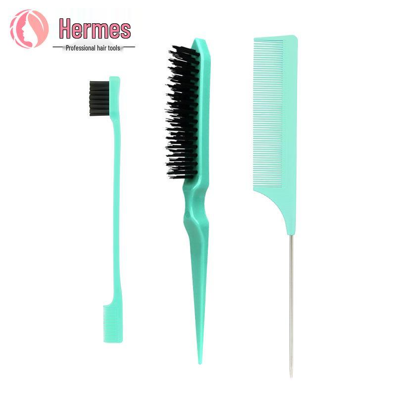 Cross-Border Hairdressing Comb and Brush Set: Rat-Tail, Teasing, Double-Ended, Styling, Toothbrush Eyebrow Brush for Makeup and Updos