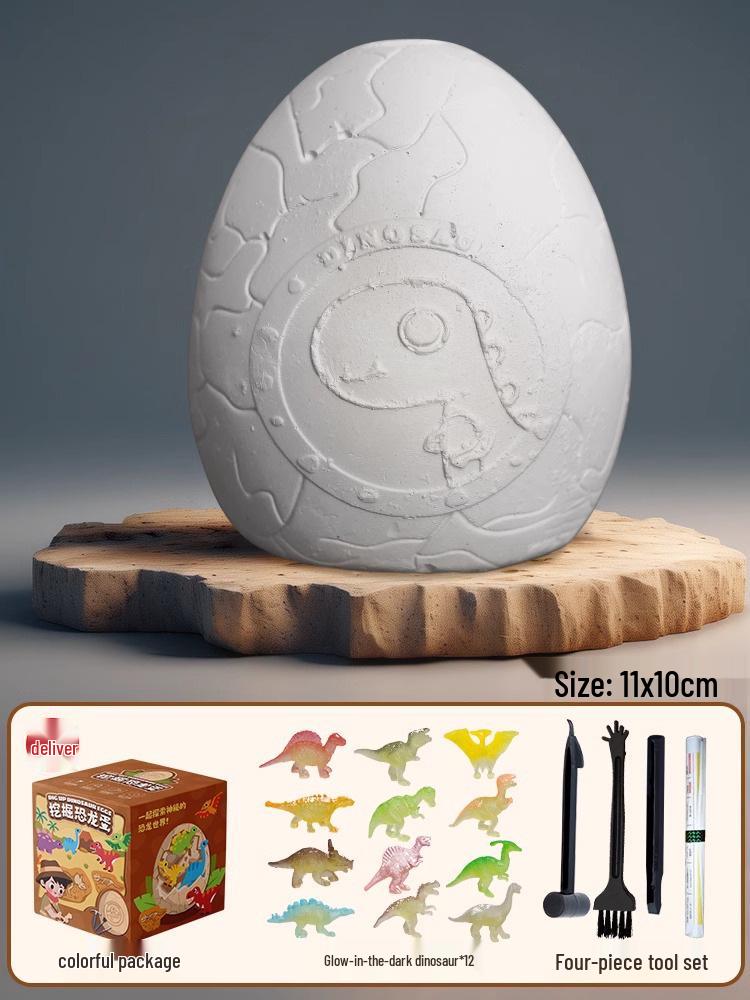 Kit de săpat ou de dinozaur: Jucărie Educativă DIY cu Gemă Fosilă Arheologică pentru Copii