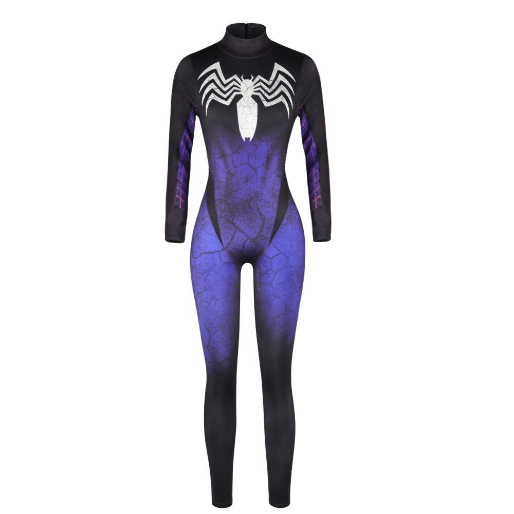 Women's Fashion Halloween Long Sleeve 3D Digital Print Slimming Fit Jumpsuit
