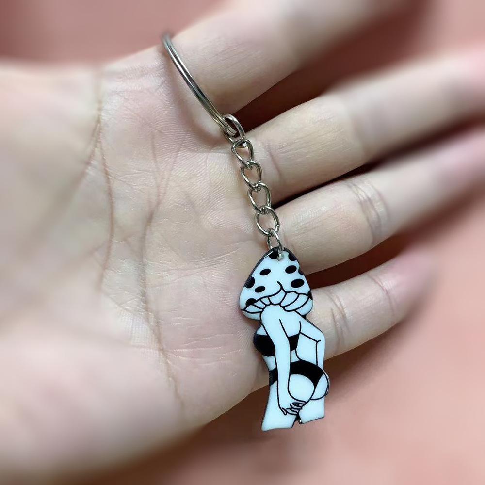 Acrylic Halloween Keychain Mushroom Girl Key Ring Crossbody Bag Pendant Keychain