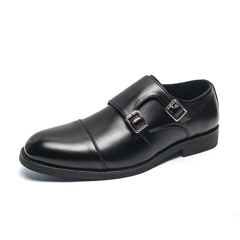 Ανδρικά Δερμάτινα Μοναχικά Παπούτσια Slip-On με Διπλή Αγκράφα - Μυτερή Μύτη, Επίσημα & Casual, Άνοιξη/Φθινόπωρο.