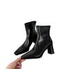 Korean version of retro niche square head thick heel short boots for women 2025 autumn and winter new thin boots fashion boots for women