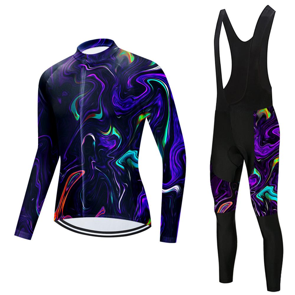 Set Long Sleeve Top Strap Pants Cycling Suit 2026 Autumn Breathable Cycling Suit Set