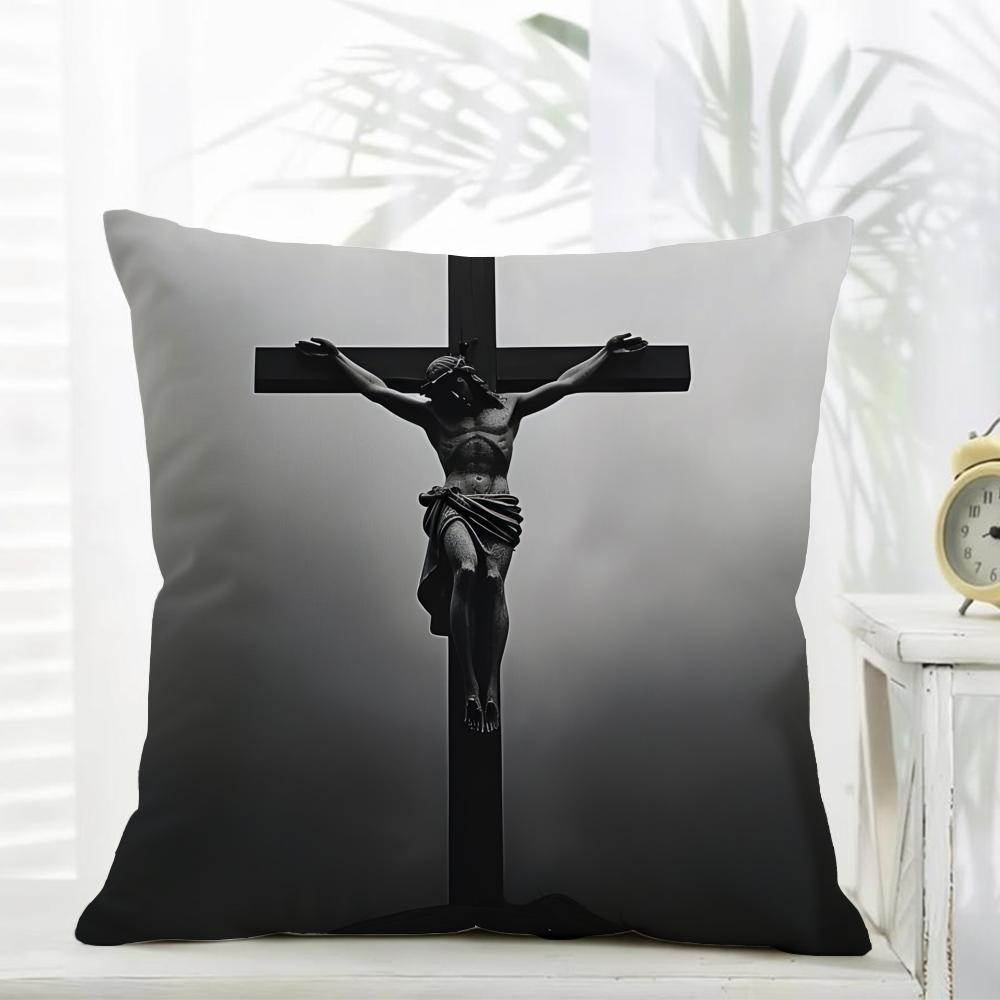 J-Jesus Christus Kissen Religiöse Dekoration Kissenbezug Täglich Waschbar Leinen Kissenbezug Weich Für Sofa Bett Wohnzimmer Dekoration