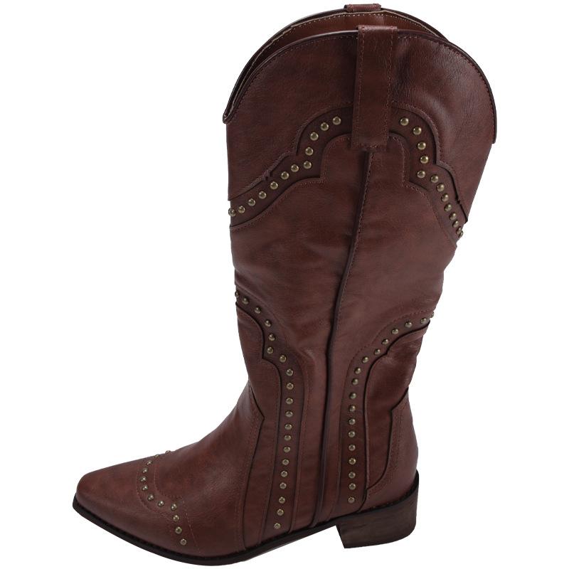 Retro classic versatile thick heel boots women's 2025 new summer pointed head thin and high v-mouth knight boots