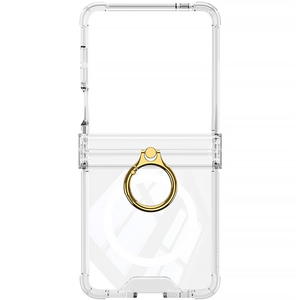 Samsung Zflip7 Mobile Phone Case Transparent Airbag Ring Holder Flip7 Folding Anti Fall Full Cover Case