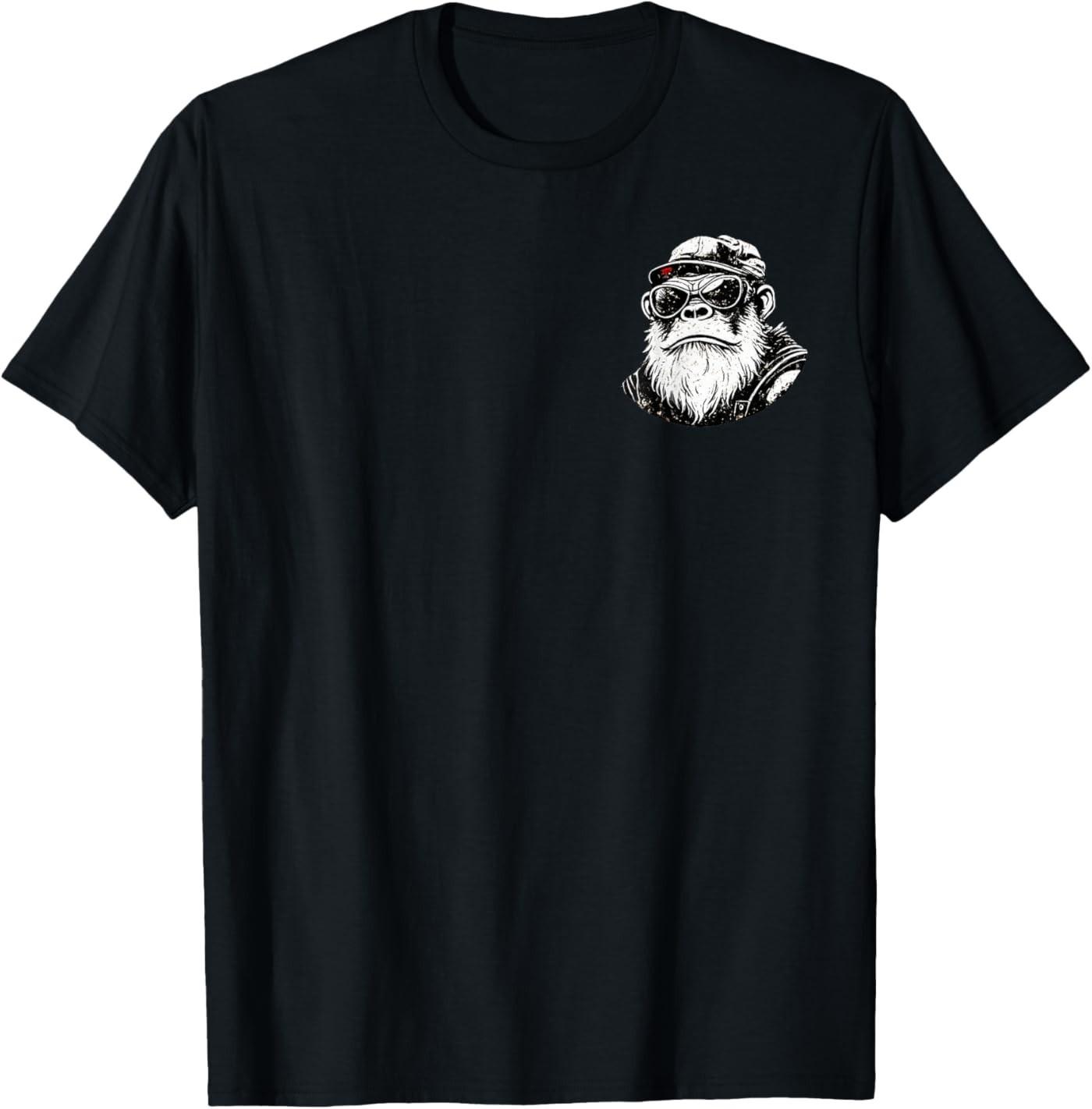 ( On Back ) Grumpy Old Bastard Approach With Caution Monkey Unisex T-Shirt S разноцветный