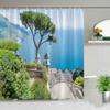 Tenda da Doccia da Giardino Esterna Muro a Fiori Arco Architettura Piante Fiori Paesaggio Poliestere Tende Sospese Decorazioni Bagno