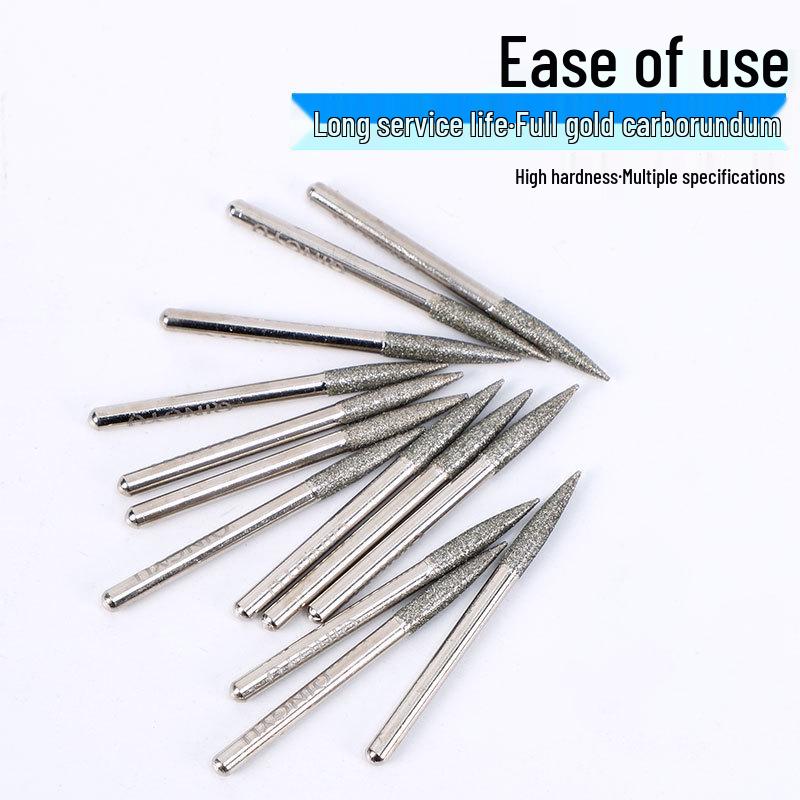 Legierung Jadeschnitzwerkzeug: Schleifnadel mit Diamantbesatz, zylindrisch & spitz, 3 mm