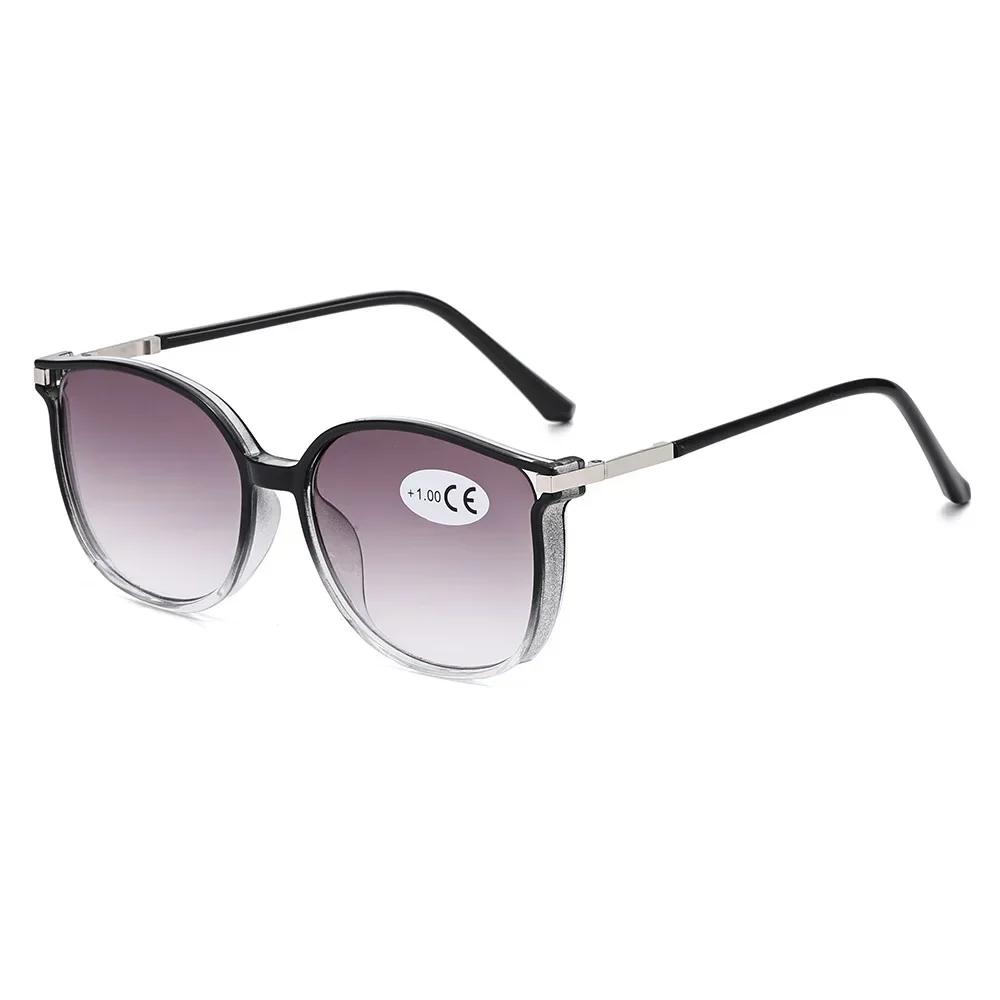 

VintageStyle Round Frame Progressive Color Reading VisionGlasses European and American New Fashionable Large Frame Sun Presbyopia Glasses 4.0
