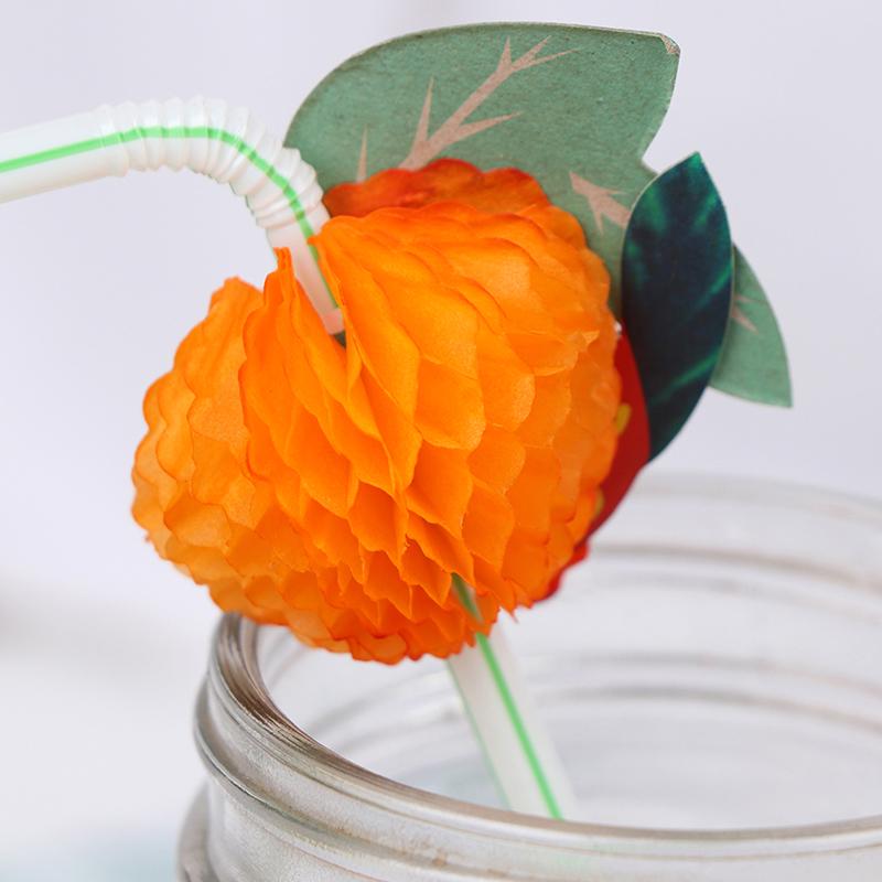 50pcs Hawaiian 3D Fruit Cocktail Straws Umbrella Drinking Straws Party Decor