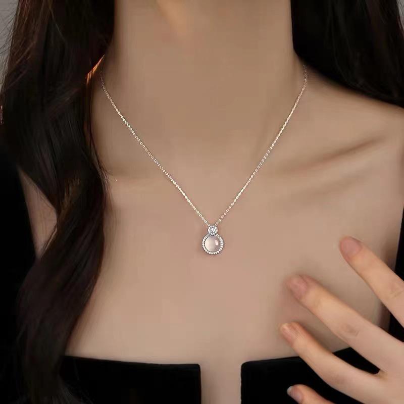 Chalcedony & 925 Sterling Silver Necklace - 2024 Trendy Light Luxury Choker for Women