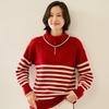 Cashmere Striped Zip-Up Lapel Sweater - New 2024 Autumn/Winter Korean Style Women's Knit Base Layer, Loose & Slimming Fit