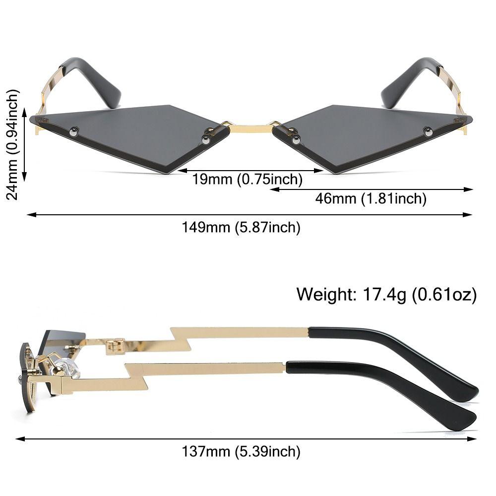 Metal Frame Lozenge Sunglasses Rimless Halloween Eyeglasses Polygon Sun Glasses  for Women & Men