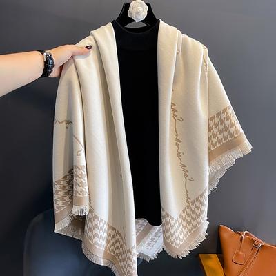 Korean Version Of Qiandongge Large Square Scarf Thickened Double-Sided Imitation Cashmere Autumn Warm And Cold Scarf