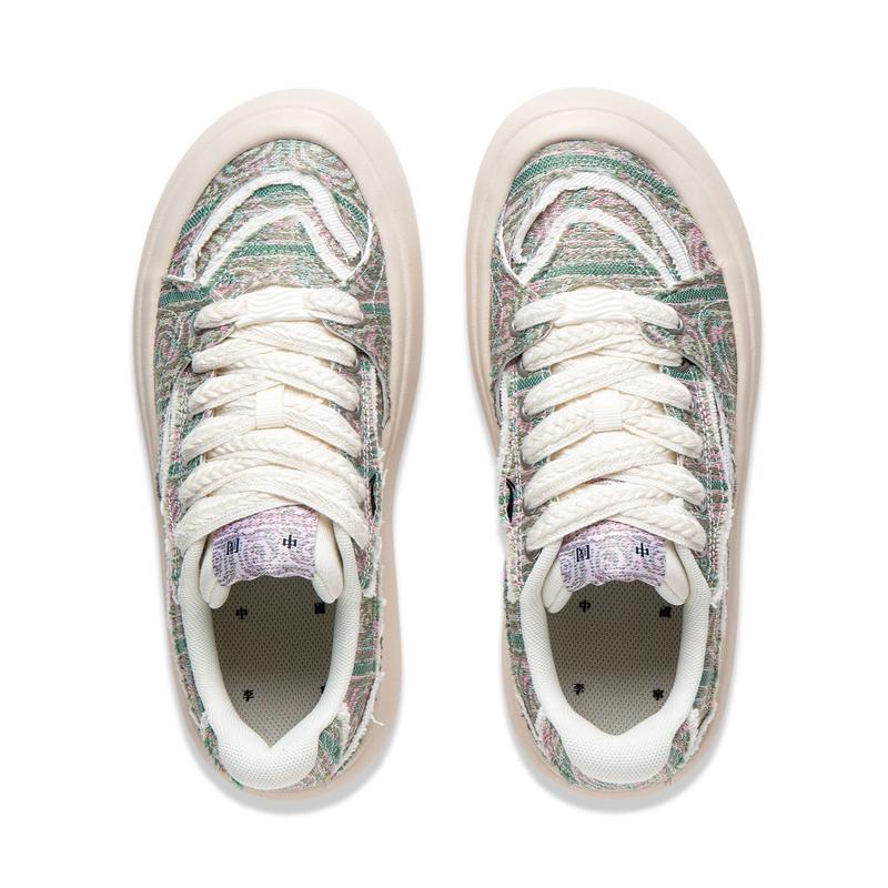 New LiNing Puff Platform Anti Slip Wear Resistant Low Top Skateboard Shoes Women's Green AZGU012-7