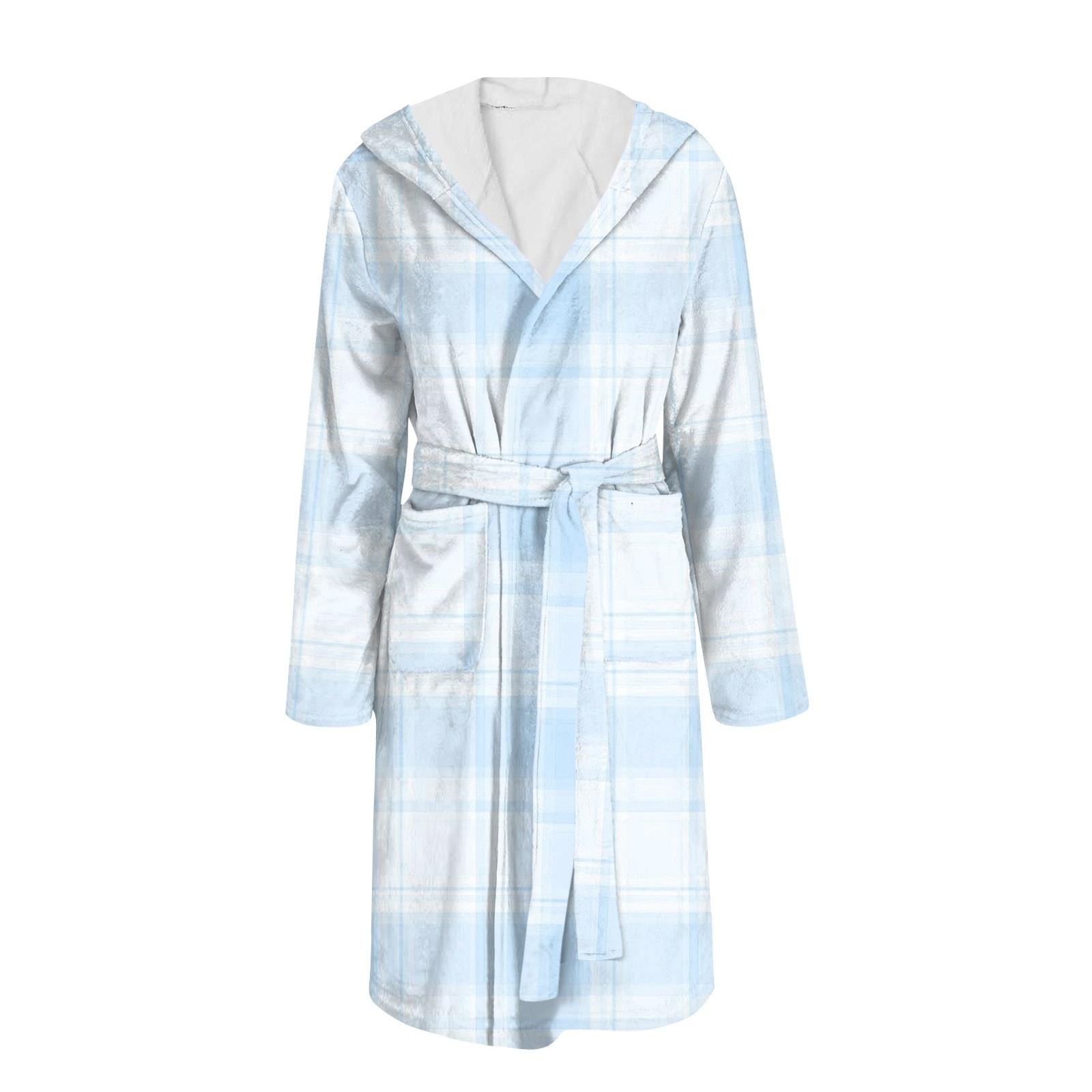 

Халат для мужчин и женщин, фланелевый халат с принтом, впитывающая быстросохнущая хлопковая ночная рубашка S