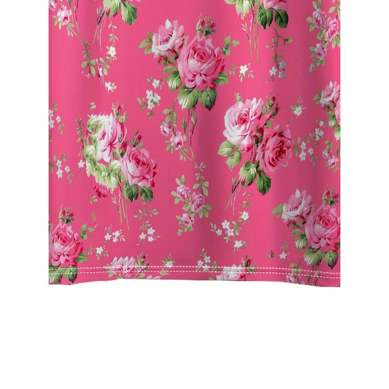 Women's Tee - Rose Floral Pattern Graphic, Classic Romantic Garden Design for Casual Daily Wear