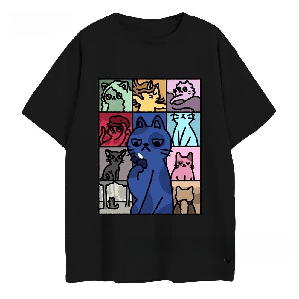 Summer Men's Cotton T-shirt, Cartoon Cat Graphic T-shirt, Tyler Swif Short-sleeved Clothing, Women's Streetwear Harajuku T-shirt