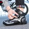 Unisex Leather Motorcycle Boots Large Size Rotation Button Anti -slip Anti -collision Competition Riding Shoes