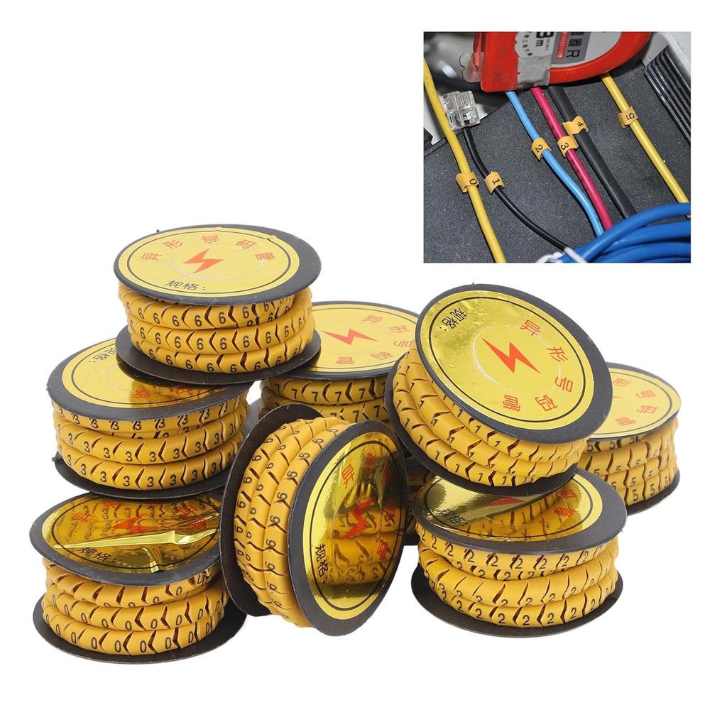 Etiquetas de marcado de cables, marcadores de cables, números 0–9, marcadores de cables de PVC, marcadores de aislamiento, modelo EC-0, paquete de 1000